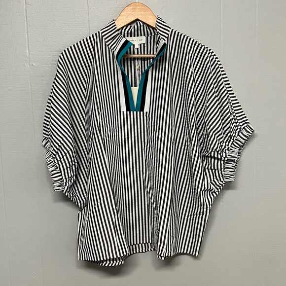 NWT Stripe Entro Blouse Large Black New with Tags - Picture 2 of 10